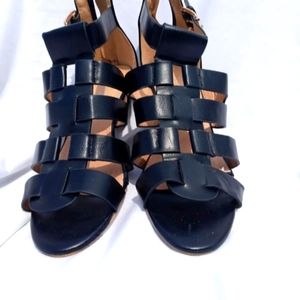 Black open toe wedges